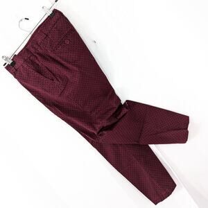 TALBOTS! THE WEEKEND CHINO! BURGUNDY, BLACK POLKA DOT CROP PANTS, SLACKS! SZ 2P